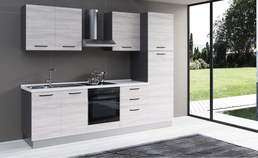 Gilda 2.0 cucina 270 cm colore frassino ghiaccio -3 elettrodomestici Gilda 2.0 cucina 270 cm colore frassino ghiaccio -3 elettrodomestici