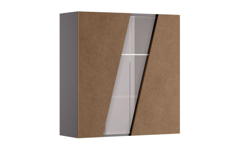 Sofia pensile 2 ante cuoio e vetro fume'--Legno scuro-Nobilitato-96 cmx90 cm Sofia pensile 2 ante cuoio e vetro fume'--Legno scuro-Nobilitato-96 cmx90 cm
