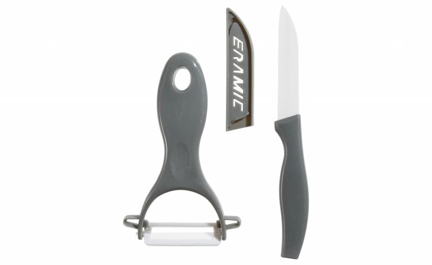 Set coltello e pelapatate in ceramica antracite- -Grigio scuro-Ceramica
