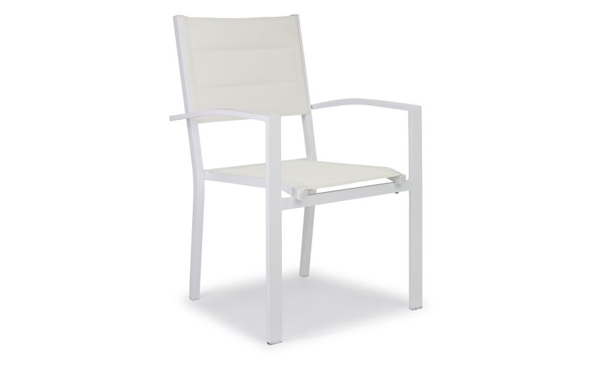 Strips sedia con braccioli in alluminio bianco-Impilabile-Bianco-Alluminio-88 cmx59 cm Strips sedia con braccioli in alluminio bianco-Impilabile-Bianco-Alluminio-88 cmx59 cm