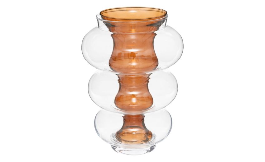 Double vaso in vetro ambra e trasparente h36 cm--Ambra-Vetro-35 cmx cm Double vaso in vetro ambra e trasparente h36 cm--Ambra-Vetro-35 cmx cm