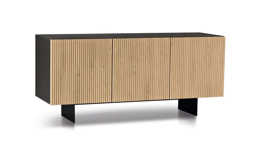 Aston madia 3 ante colore antracite e rovere chiaro-Piede traverso Aston madia 3 ante colore antracite e rovere chiaro-Piede traverso