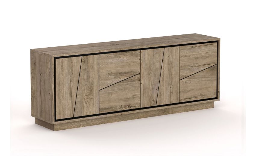 Colorado credenza 4 ante color quercia--Legno scuro-Pannello-84 cmx204 cm