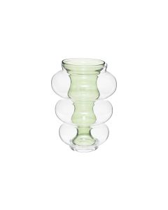 Double vaso in vetro verde e trasparente h36 cm--Verde-Vetro