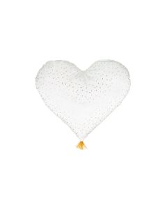 Pom Pom cuscino cuore bianco con nappa 40x45 cm- -Bianco-Poliestere-45 cmx40 cm