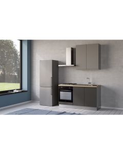 Iris cucina 150 cm colore grigio scuro e grigio chiaro con forno-2 elettrodomestici--Melaminico