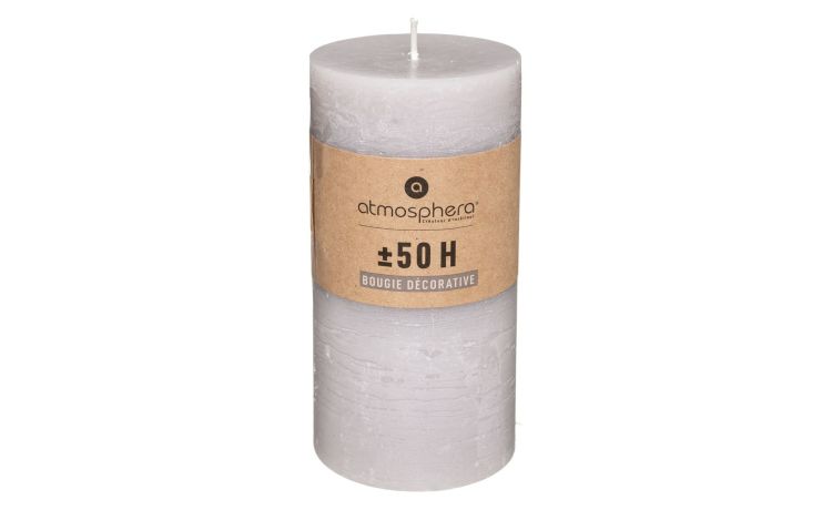 Rustic candela tortora H14 cm- -Tortora-Cera