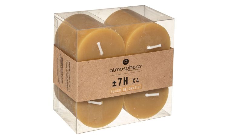Rustic set 4 candele flat gialle Ø4