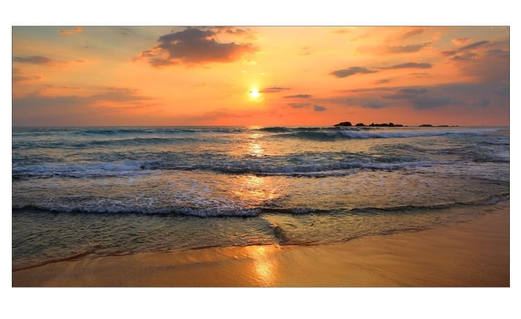 Beach Sunset quadro vetro paesaggio 139x73 cm