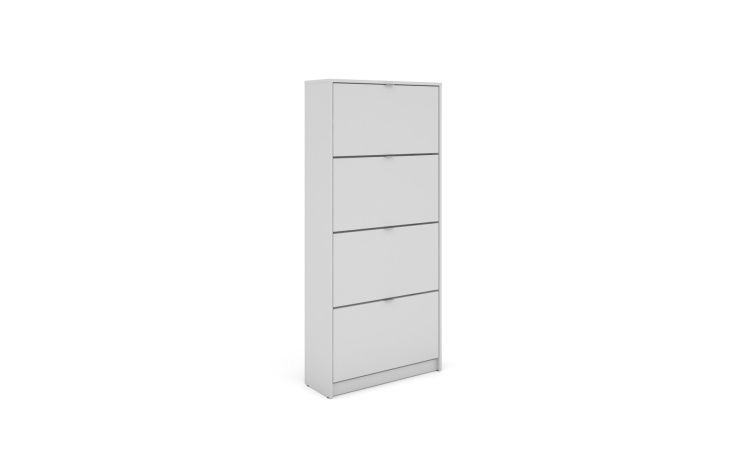 Double scarpiera 4 ribalte bianca-Doppia profondità-Bianco-Nobilitato-156 cmx71 cm