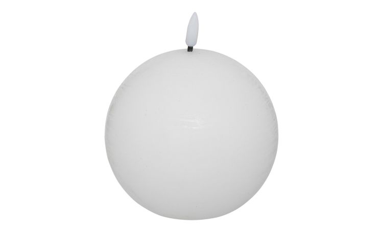 Candela tonda in cera con fiamma led bianca Ø10 cm--Bianco-Cera