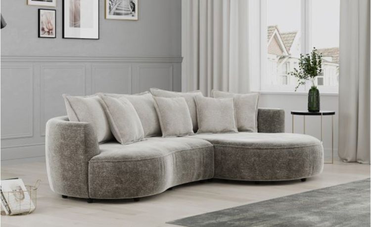 Chic divano 3 posti con penisola grigio scuro --Grigio-Tessuto-66 cmx287 cm