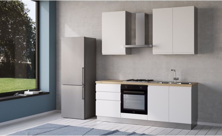 Iris cucina 210 cm colore bianco opaco -2 elettrodomestici--Melaminico
