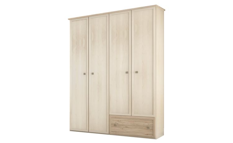 Susy armadio 4 ante battenti e 1 cassetto betulla-In pannello ecologico certificato-Legno naturale-Pannello ecologico-241 cmx173 cm