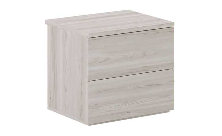 Mia comodino 2 cassetti frassino ghiaccio-In pannello nobilitato-Legno bianco-Nobilitato-41 cmx48 cm