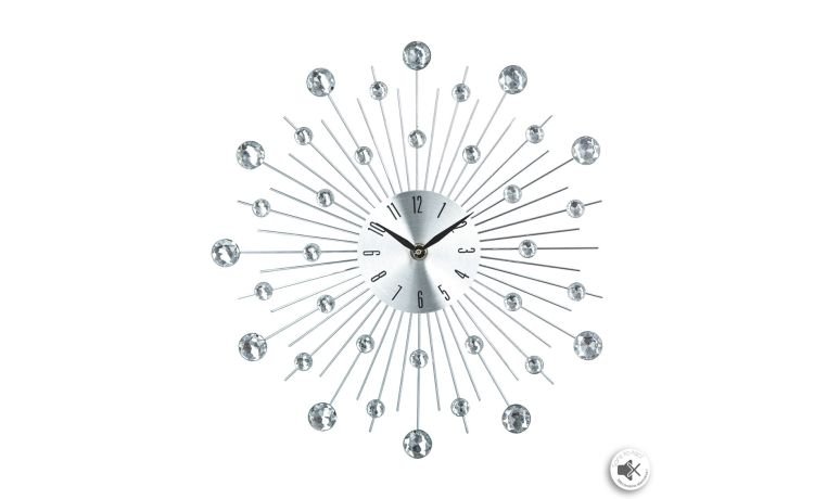 Strass orologio metallo argento Ø33 cm