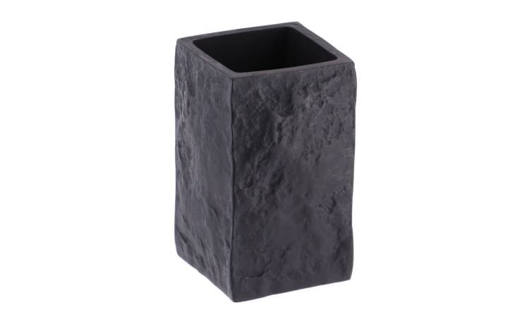 Bicchiere bagno nero pietra grezza H11 cm