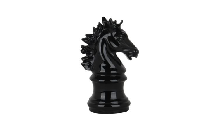 Scacco Cavallo oggetto decorativo nero H15 cm