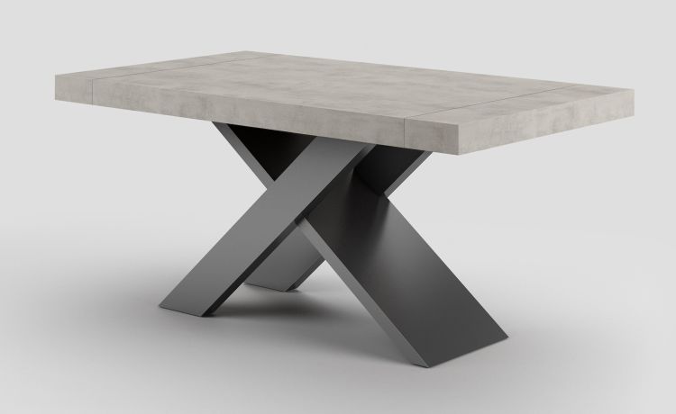 Twin tavolo cemento chiaro L160/260 cm-Tavolo allungabile-Grigio-Nobilitato-76 cmx160 cm