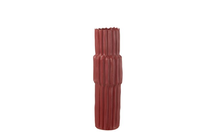 Vaso rigato in porcellana rosso S---Porcellana
