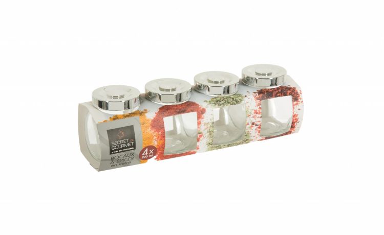 Set 4 barattolini in vetro trasparente 200 ml- -Trasparente-Vetro