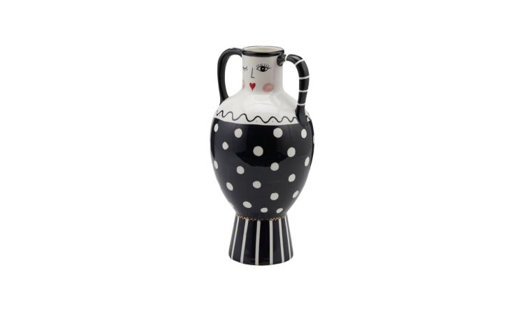 Vaso con faccia pois con maniglia bianco e nero
