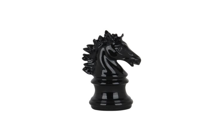 Scacco Cavallo oggetto decorativo nero H25 cm
