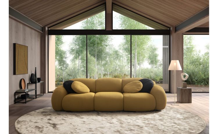 Bubble divano componibile in tessuto 3 posti giallo--Giallo-Tessuto-80 cmx292 cm