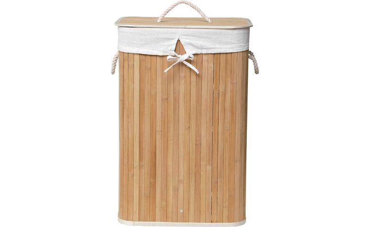 Portabiancheria in bamboo rettangolare 40x60 cm- -Beige-Bamboo-60 cmx40 cm