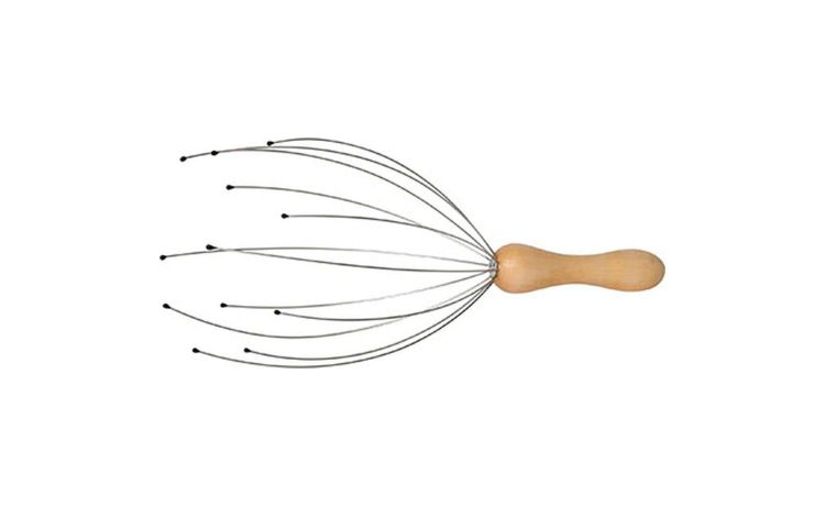 Massaggiatore testa in legno e acciaio  - -Legno naturale-Legno