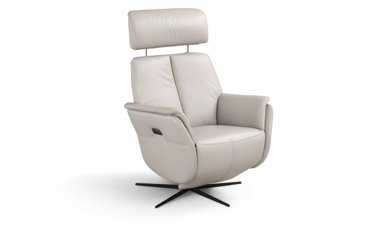 Trevi poltrona relax in pelle color ghiaccio -Con seduta relax --Pelle-110 cmx71 cm