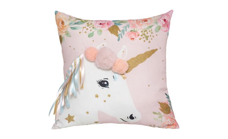 Fiocco Unicorno cuscino per camerette 40x40 cm- -Multicolore-Poliestere-40 cmx40 cm