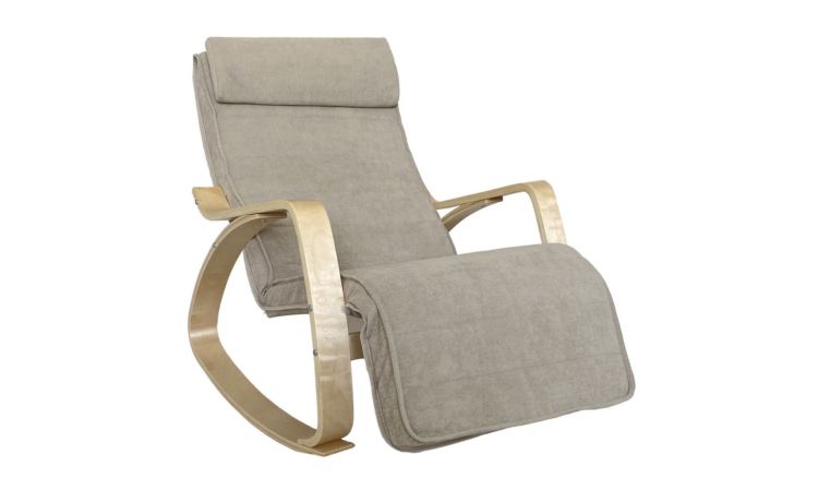 Maia poltrona dondolo con pediera relax manuale beige--Beige-Tessuto-110 cmx67 cm