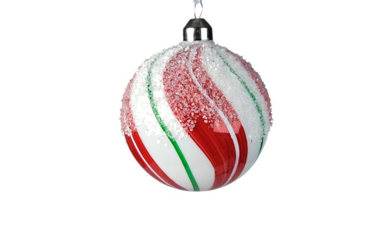 Red&amp;White set 3 sfere natalizie in vetro- -Multicolore-Vetro