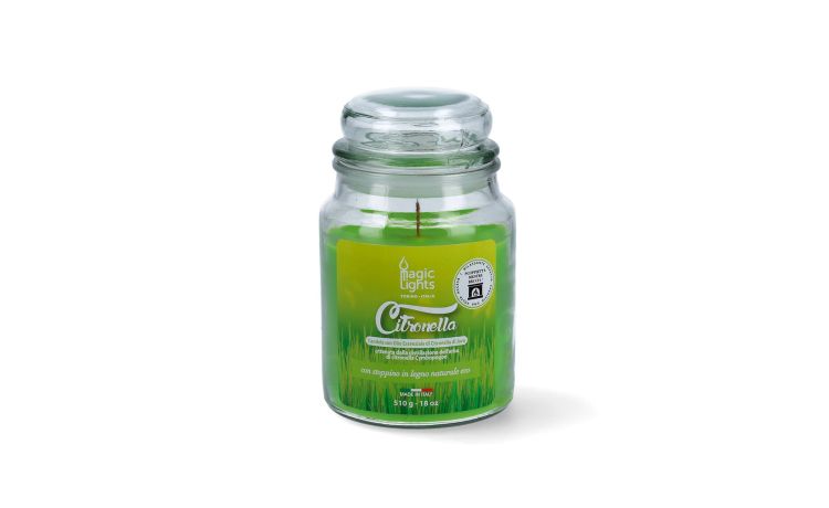 Citronella candela profumata in giara di vetro--Verde-Vetro