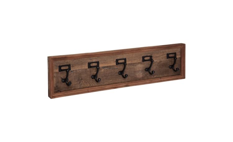 Wood appendiabiti da parete 5 ganci in legno- -Legno naturale-Legno-20 cmx82 cm