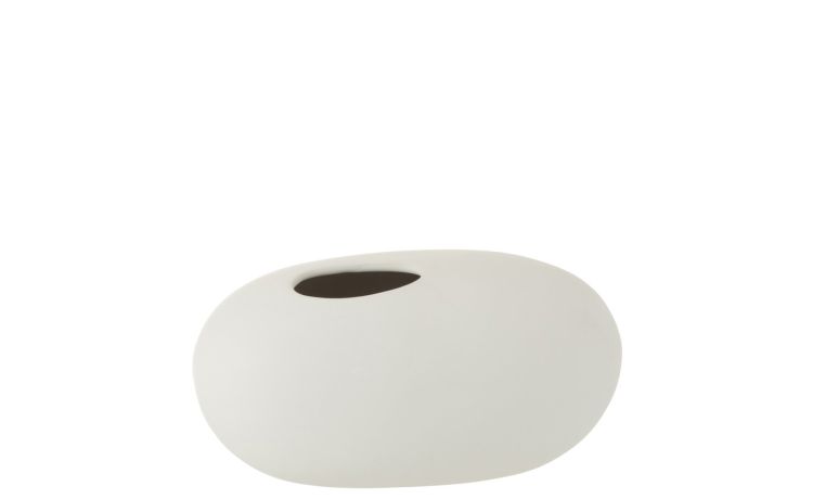 Vaso ovale ceramica bianco 13x15 cm--Bianco-Ceramica