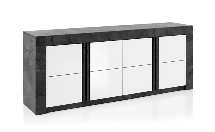 Tokyo base 4 ante colore grigio e bianco lucido--Pietra scura-Pannello-85 cmx210 cm