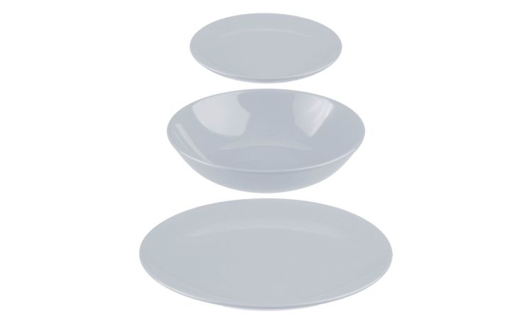 Solid servizio piatti 18 pezzi in gres grigio--Grigio-Gres