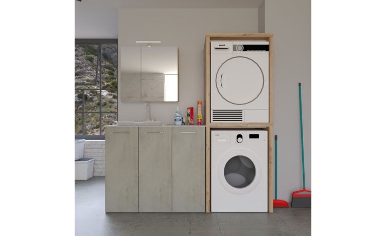 Asse per lavabo lavanderia in solid surface--Legno naturale--1 cmx46