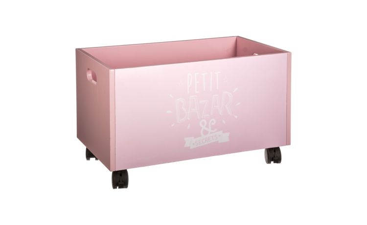 Petit Bazar contenitore con ruote rosa 48x28 cm--Rosa-Mdf-28