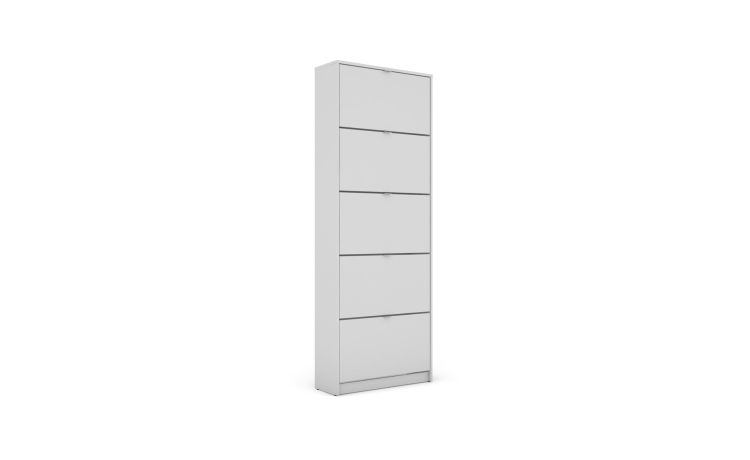 Double scarpiera 5 ribalte bianco-Doppia profondità-Bianco-Nobilitato-192 cmx71 cm