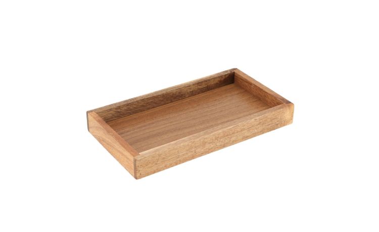 Acacia vassoio bagno rettangolare in legno--Legno naturale-Legno-2