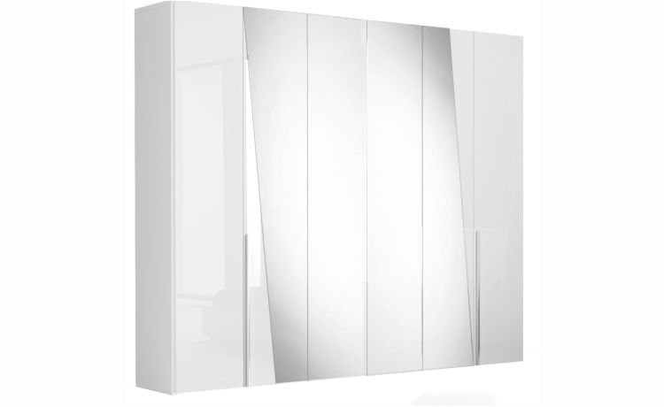 Bella armadio 6 ante battenti bianco lucido con specchi