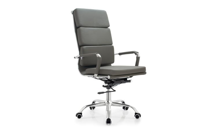 Mito2 poltrona presidenziale cromata in similpelle grigia-Elevazione a gas-Grigio-Metallo-107