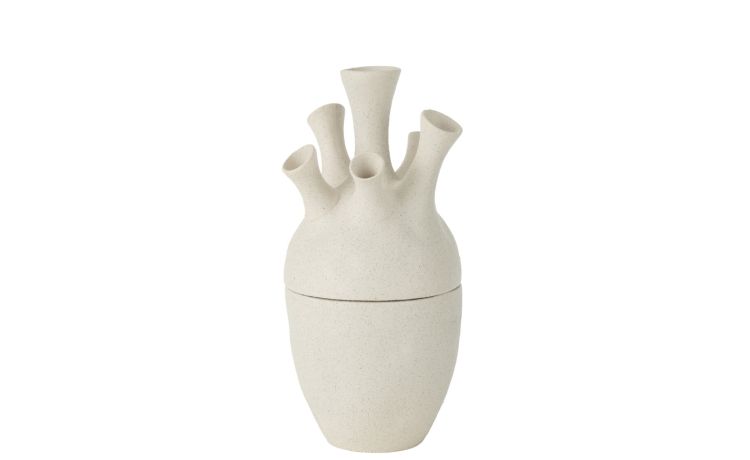 Vaso coral in argilla bianco h29