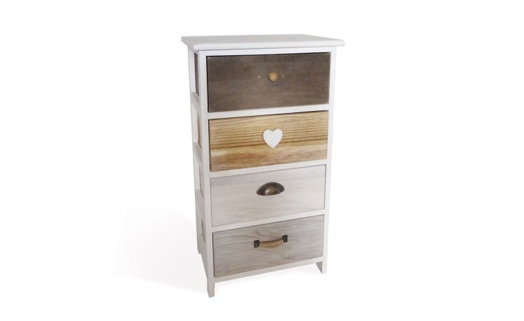 Country cassettiera 4 cassetti in legno -4 cassetti assortiti