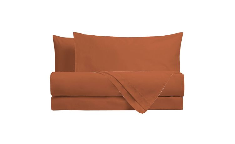 Chardonnay completo letto ruggine piazza e mezza --Arancione-100% Cotone-Piazza e mezza