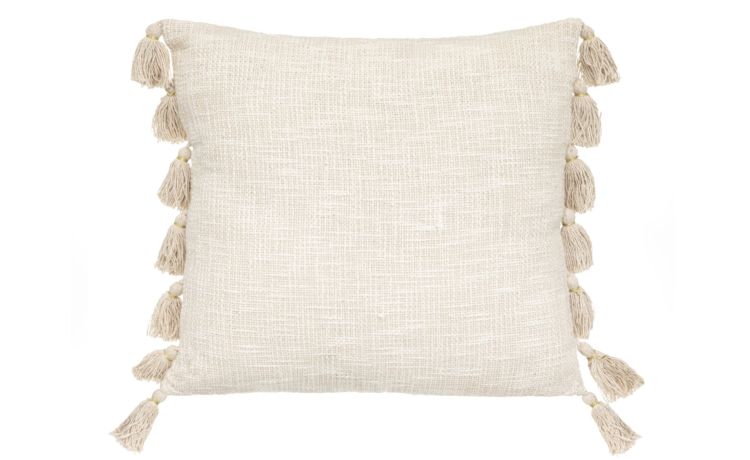 Pomp Gypsy cuscino beige con nappe 50x50 cm- --Cotone;Poliestere-50 cmx50 cm