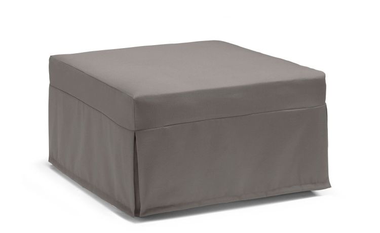 Tom pouf letto in tessuto tortora-Materasso altezza 10cm-Grigio scuro-Similpelle-45 cmx80 cm